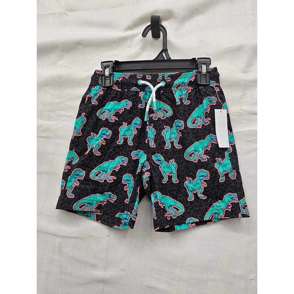 Member's Mark Boys Resort Swim Trunks Black Polyester Dinosaur Casual Size Small